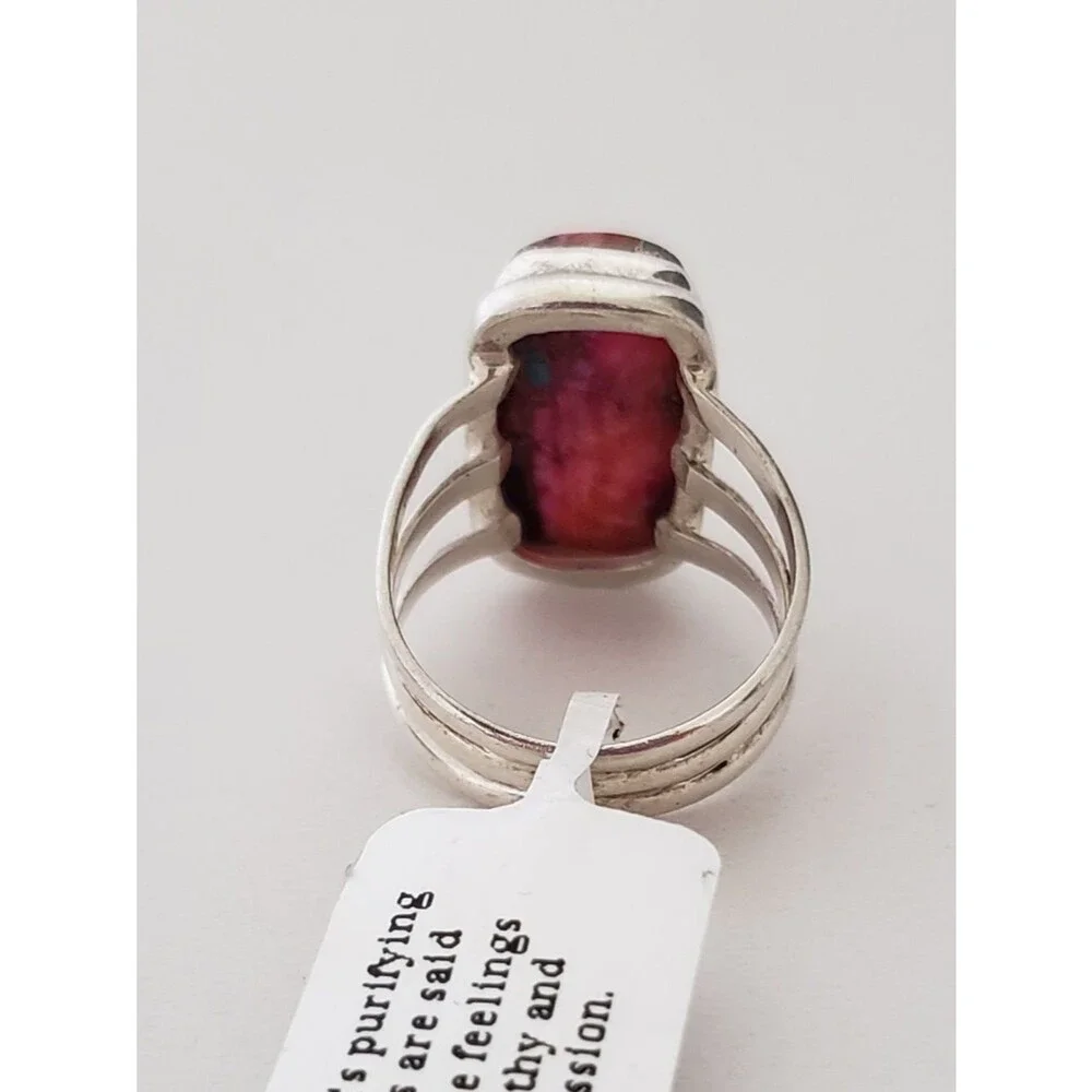 Sterling Silver 925 Pink Oyster Copper Turquoise Ring 8